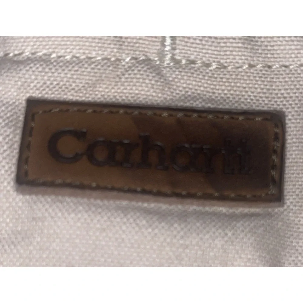 Vintage Carhartt S135 Pearl Snap Shirt Natural Chambray Western 2008 Mens Size L